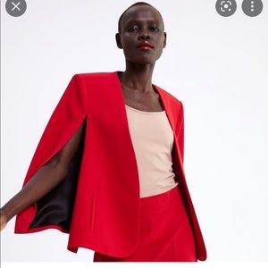 Zara red cape blazer